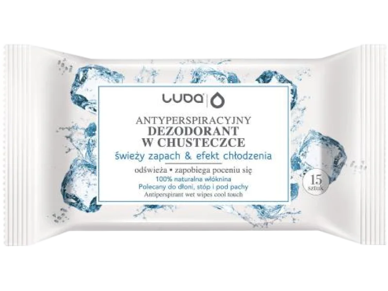 LUBA Chusteczki antyperspiracyjne Świeży Zapach & Efekt Chłodzenia, 15 szt.