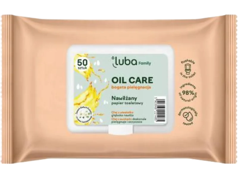 LUBA Family nawilżany papier toaletowy Oil Care, chusteczki, 50 szt.