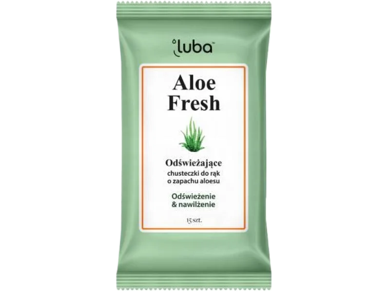 LUBA Odświeżające chusteczki nawilżane Aloes, 15 szt.