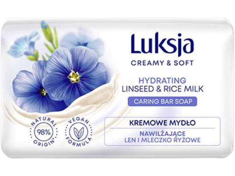 Luksja Creamy & Soft len i mleczko ryżowe, mydło, 90 g