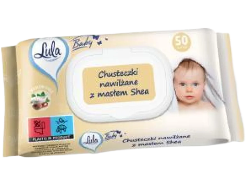 Lula Baby z masłem shea, chusteczki, 50 szt.