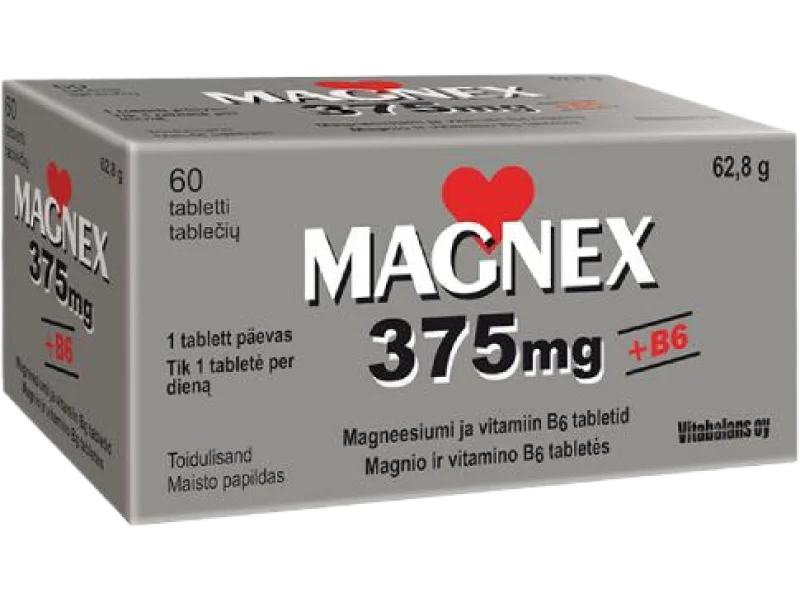 Magnex 375mg + witamina B6, tabletki, 60 tabl.