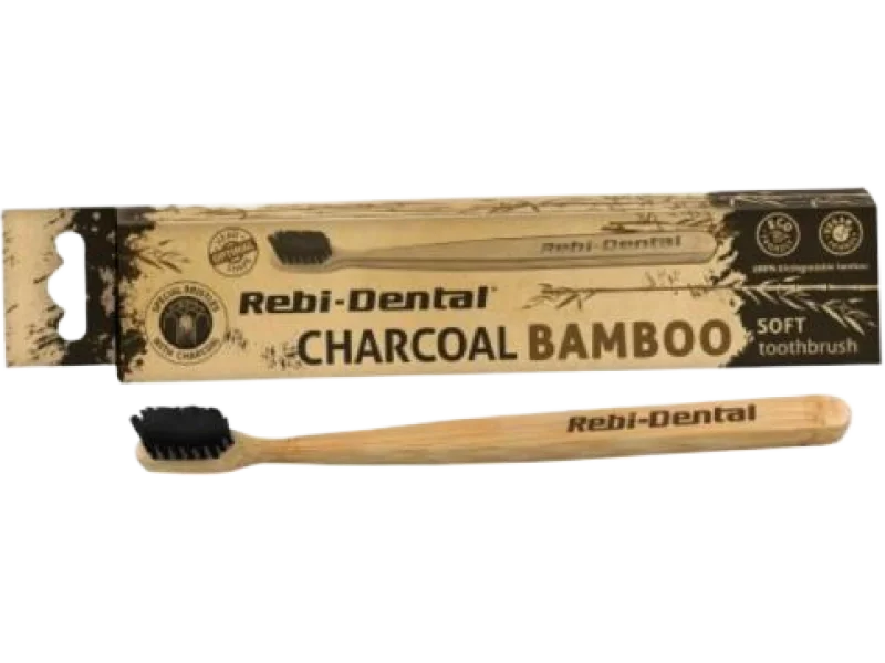 Mattes Rebi Dental Charcoal Bamboo Miękka bambusowa szczoteczka do zębów, sprzęt medyczny, 1 szt.