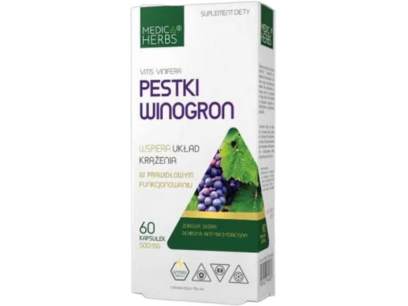 Medica Herbs Pestki winogron, kapsułki, 500 mg, 60 kaps.