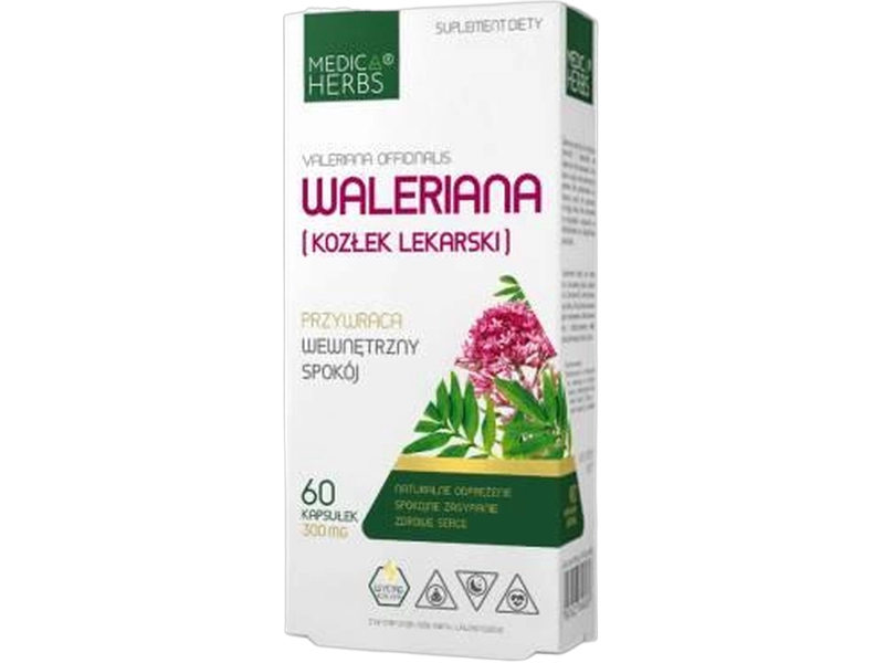 Medica Herbs Waleriana kozłek lekarski, kapsułki, 300 mg, 30 kaps.