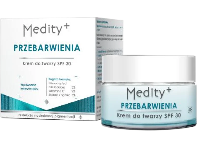 MEDITY+ PRZEBARWIENIA Krem do twarzy na dzień SPF30, 50 ml