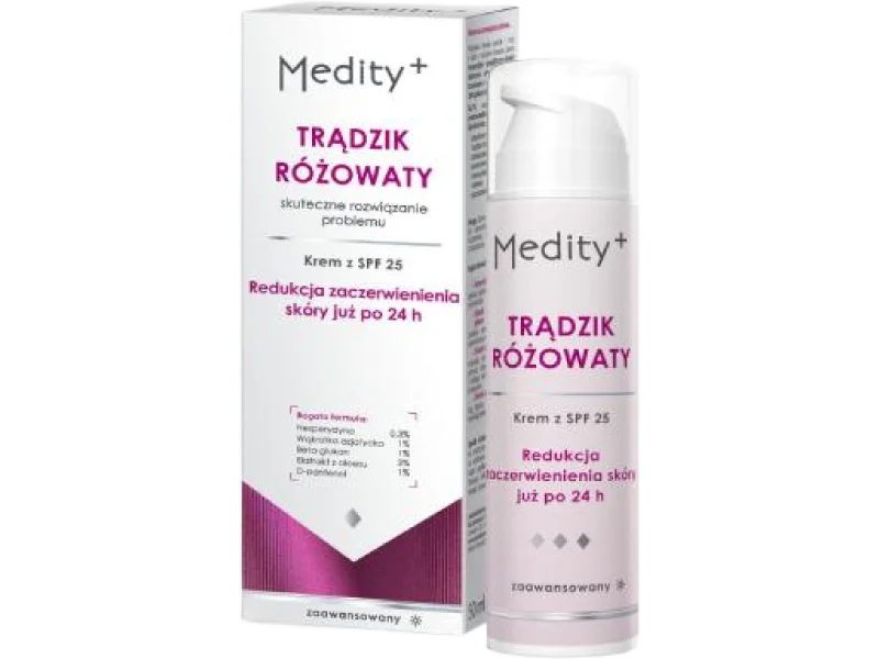 MEDITY+ TRĄDZIK RÓŻOWATY Krem naprawczy na dzień z SPF 25, 50 ml