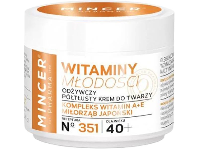 Mincer Pharma N°351 Witaminy młodości odżywczy półtłusty krem do twarzy 40+, 50 ml