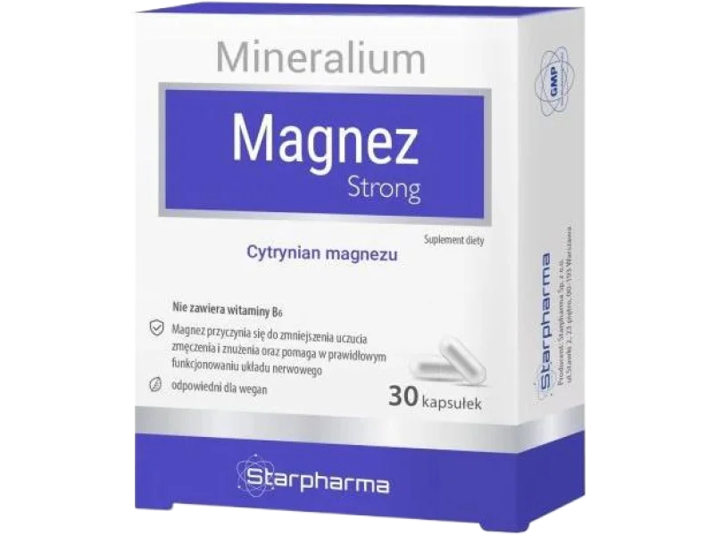 Mineralium Magnez Strong Cytrynian magnezu Starpharma, kapsułki, 100 mg, 30 kaps.