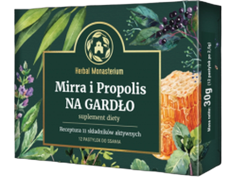 Mirra i propolis na gardło, pastylki do ssania, 12 szt.