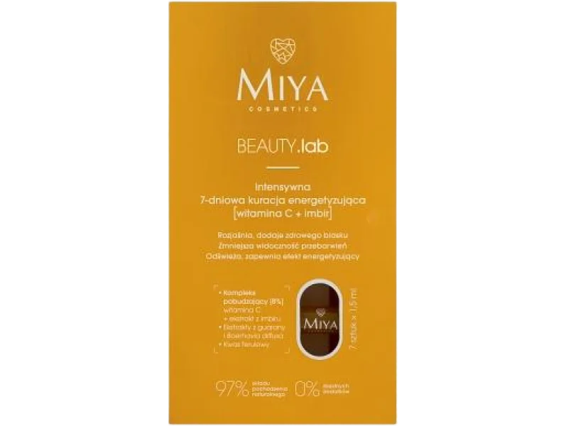 MIYA BEAUTY.lab Intensywna 7-dniowa kuracja energetyzująca, witamina C+imbir, ampułki, 7 ml