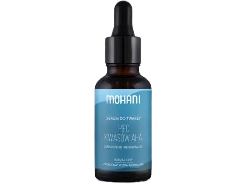 MOHANI Regenerująco-złuszczające serum do twarzy, pięć kwasów AHA, 30 ml