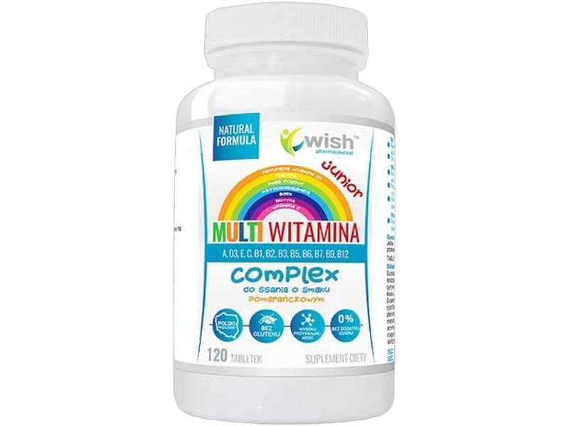 Multiwitamina junior witamina B COMPLEX + ADEK + wit. C + prebiotyk, tabletki do ssania, 120 tabl.