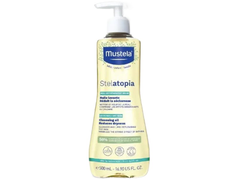 MUSTELA Stelatopia Olejek myjący od 1. dnia życia do stosowania przy atopowym zapaleniu skóry, 500 ml