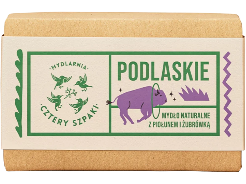 Mydlarnia Cztery Szpaki, podlaskie mydło naturalne z piołunem i żubrówką, 110 g