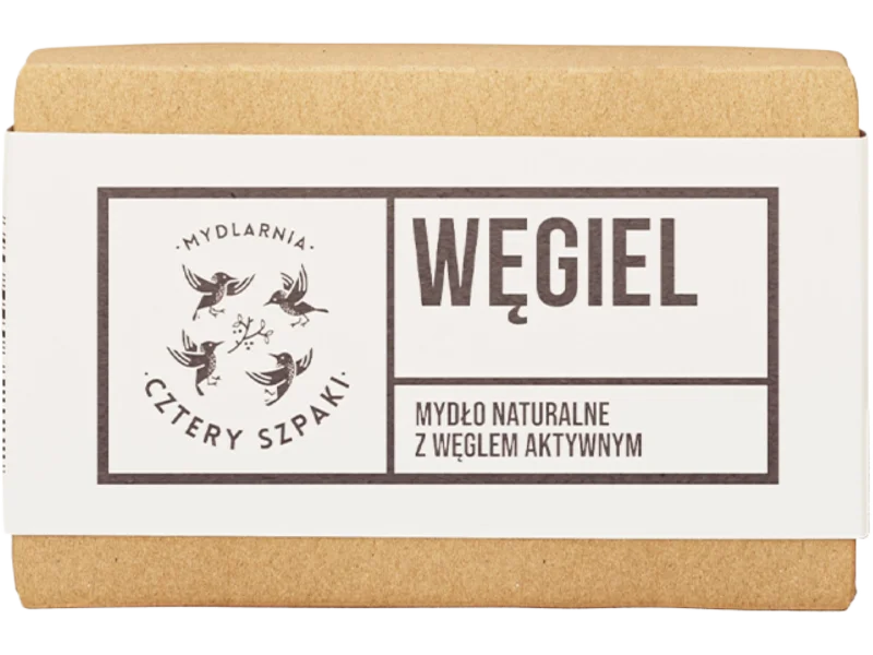 Mydlarnia Cztery Szpaki, węgiel, naturalne z węglem aktywnym, mydło, 110 g