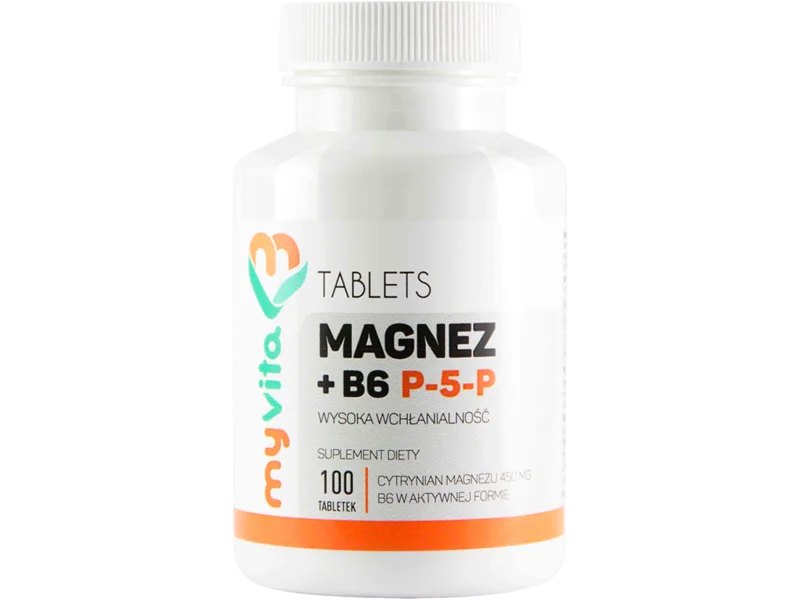 MyVita Magnez + B6 P5P (cytrynian magnezu), tabletki, 100 tabl.