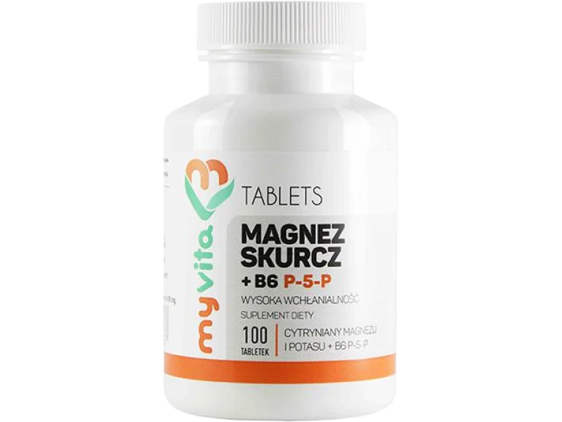 MyVita Magnez skurcz P-5-P (magnez + potas + B6), tabletki, 100 tabl.