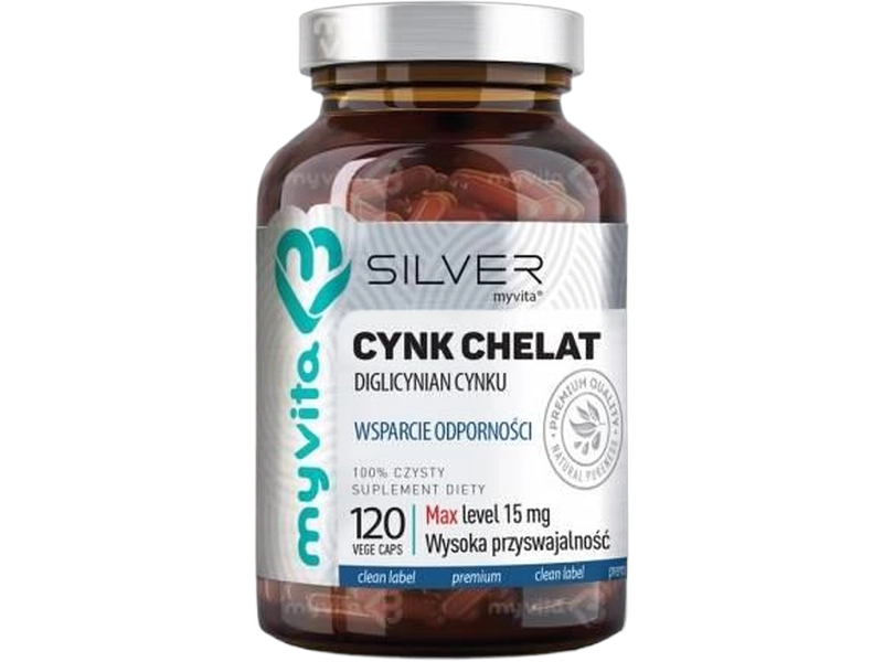 MyVita Silver Cynk chelat, kapsułki, 15 mg, 120 kaps.