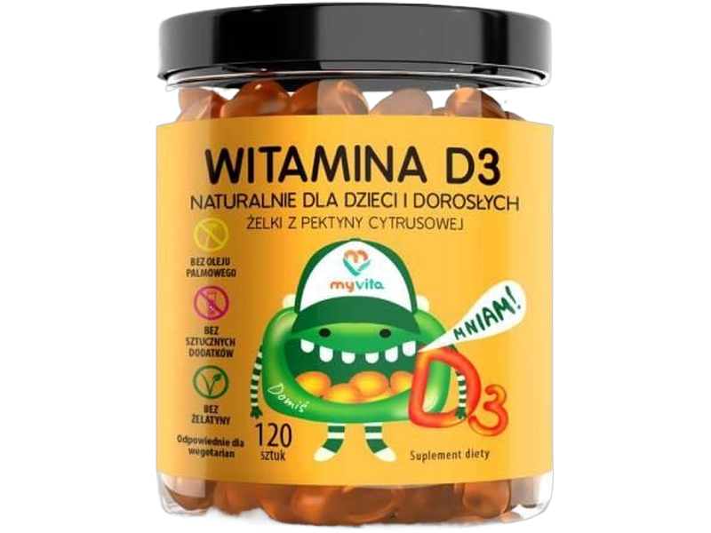 MyVita Żelki naturalne witamina D3, żelki, 25 µg, 120 szt.