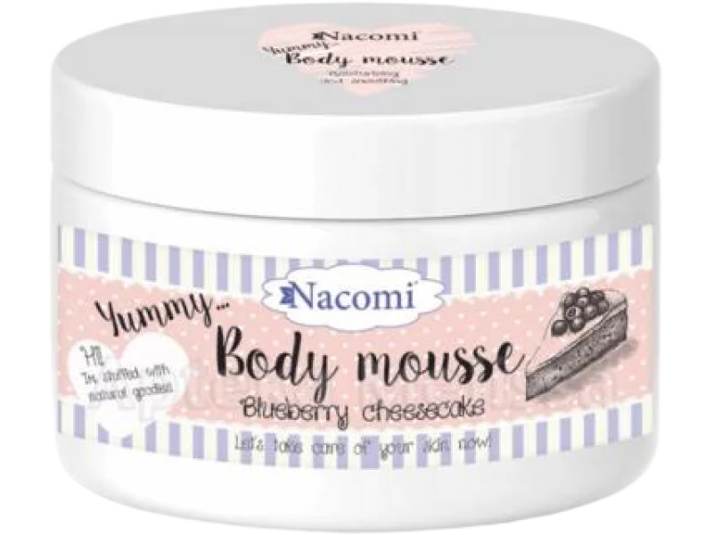 NACOMI Wygładzający mus do ciała, smak borówkowy sernik, 180 ml