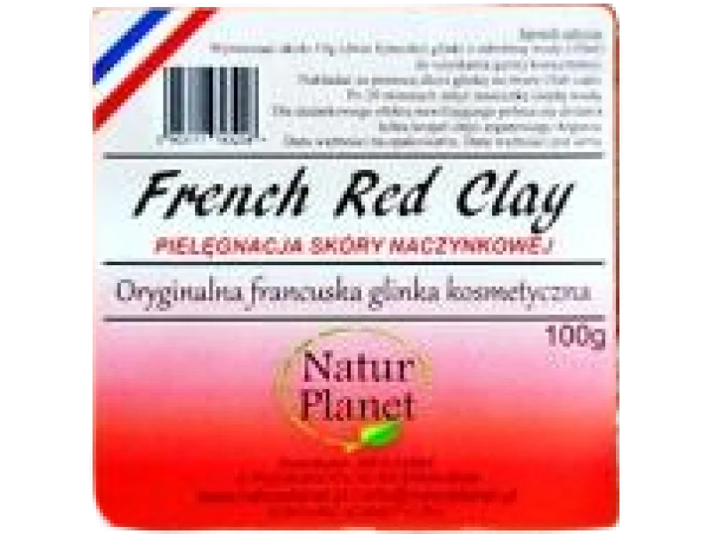 NATUR PLANET Oryginalna francuska glinka kosmetyczna, czerwona, proszek, 100 g
