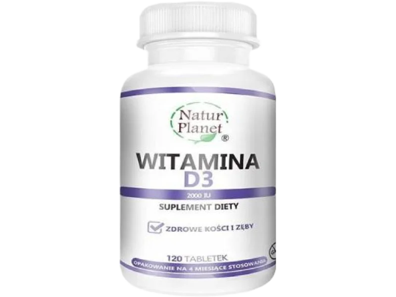 NaturPlanet Witamina D3 2000 IU, tabletki, 2000 IU, 120 tabl.