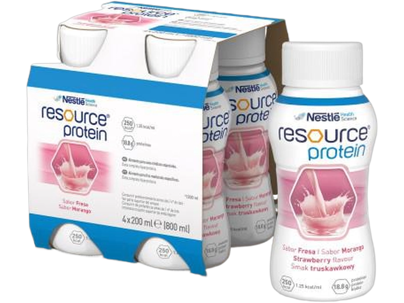 Nestle Resource Protein, smak truskawkowy, płyn, 4 x 200 ml