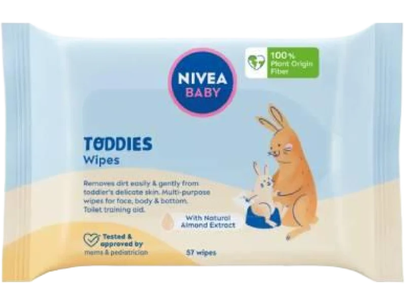 NIVEA BABY Toddies Chusteczki nawilżane, biodegradowalne, 57 szt.