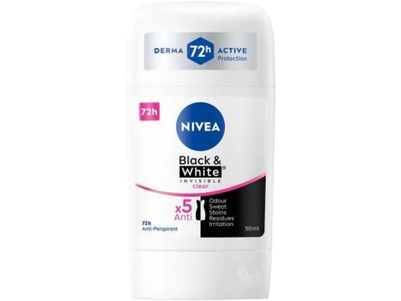 Nivea Black&White Invisible Clear Antyperspirant, sztyft, 50 ml