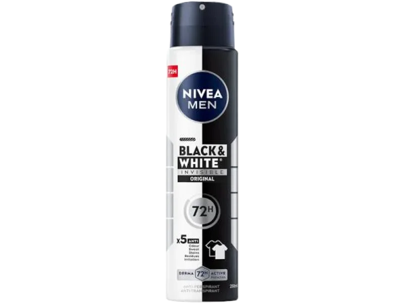 Nivea Men Black & White Invisible Original, spray, 250 ml
