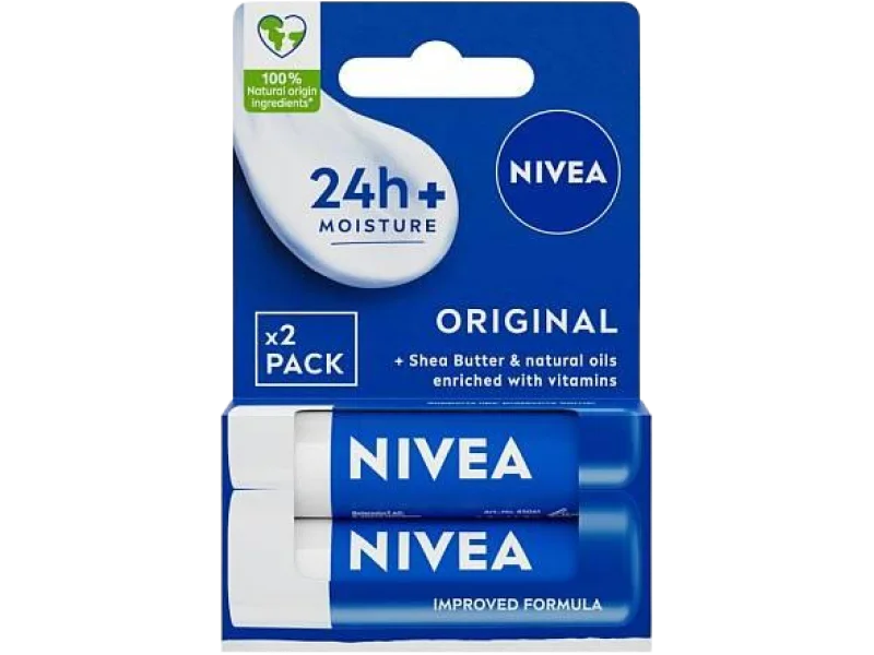 NIVEA Original Duopack Pomadka do ust, 2 x 4,8 g