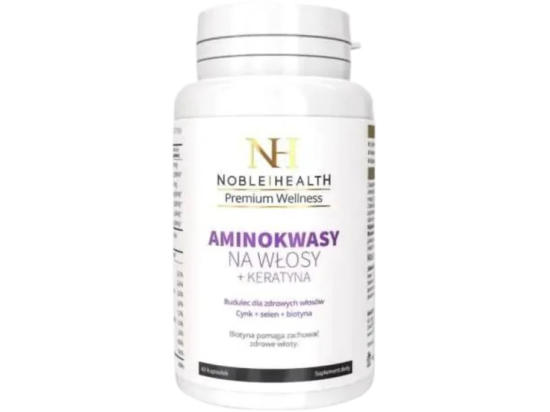 NOBLE HEALTH Aminokwasy na włosy + keratyna, kapsułki, 60 kaps.