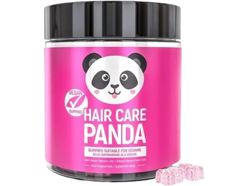 Noble Health Hair Care Panda wegańskie żelki, 2500 µg, 300 g