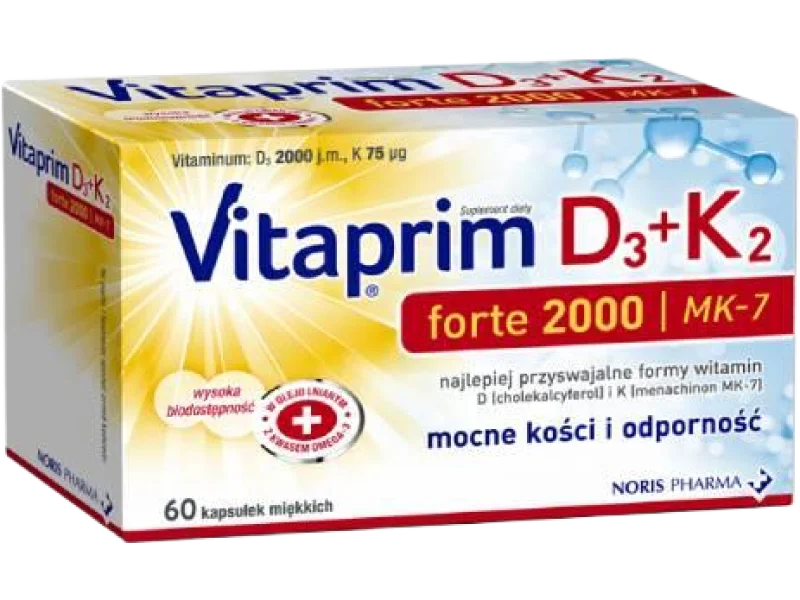 NORIS PHARMA Vitaprim D3 Forte 2000 K2, kapsułki, 60 kaps.