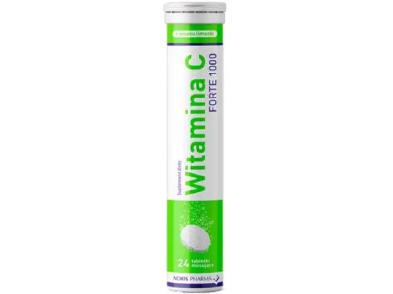 NORIS PHARMA Witamina C Forte 1000 – smak limonkowy, tabletki musujące, 1000 mg, 24 tabl.