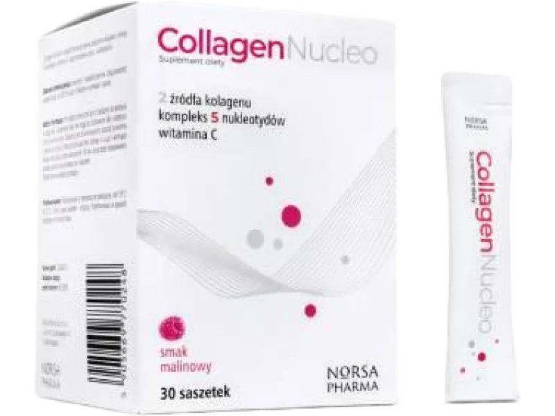 Norsa Pharma Collagen Nucleo, smak malinowy, proszek do sporządzania roztworu doustnego, 30 szt.
