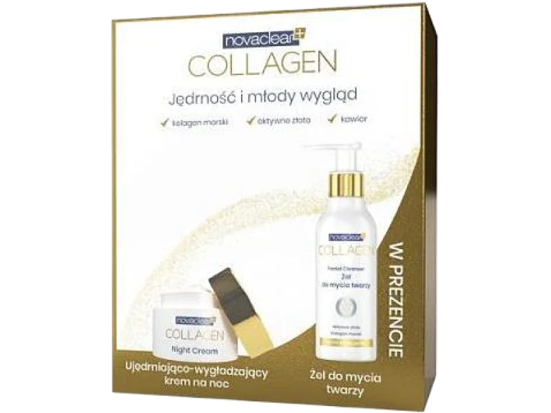NOVACLEAR COLLAGEN Ujędrniająco-wygładzający krem na noc + Żel do mycia twarzy, 50ml + 150ml ml