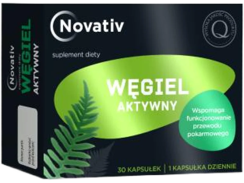 Novativ Węgiel aktywny, kapsułki, 30 kaps.