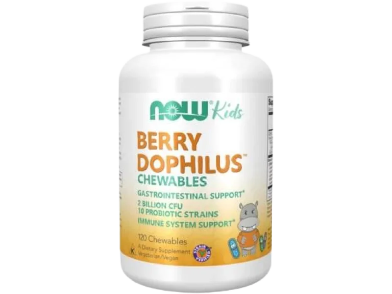 NOW Foods BERRYDOPHILUS Kids, tabletki do żucia, 2 miliardy CFU, 120 tabl.