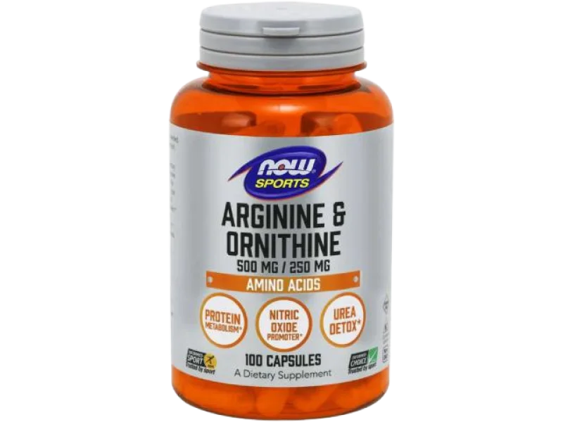 NOW FOODS Sports Arginine & Ornithine 500mg, kapsułki, 100 kaps.