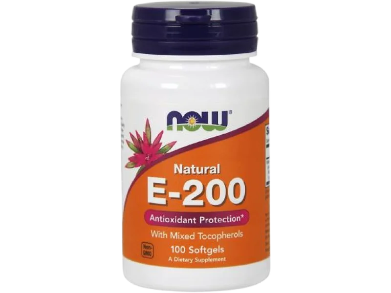 NOW FOODS Witamina E-200 (z mieszanką tokoferoli), kapsułki miękkie, 134 mg, 100 kaps.