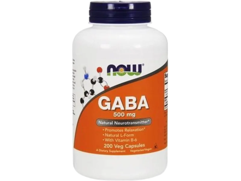 NOW GABA 500mg, kapsułki, 500 mg, 200 kaps.