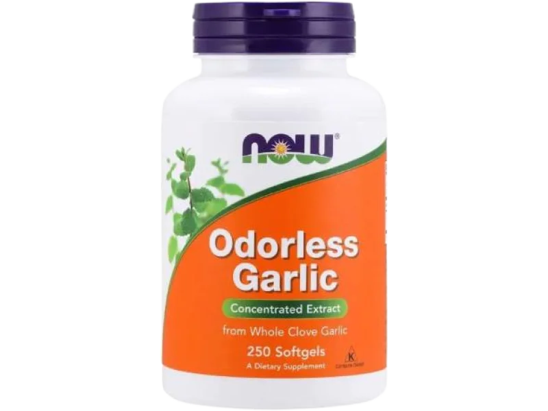 NOW Garlic Odorless Czosnek Bezzapachowy, kapsułki, 250 kaps.