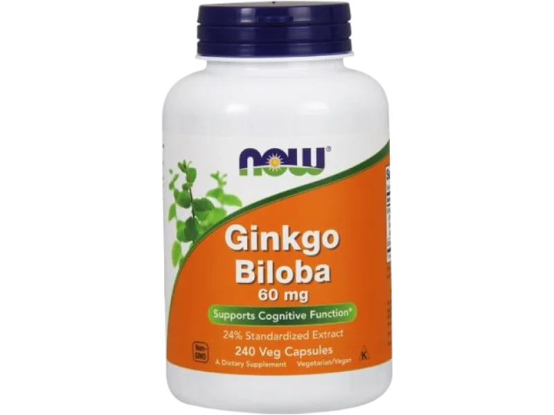 NOW Ginkgo Biloba 60mg, kapsułki, 60 mg, 240 kaps.