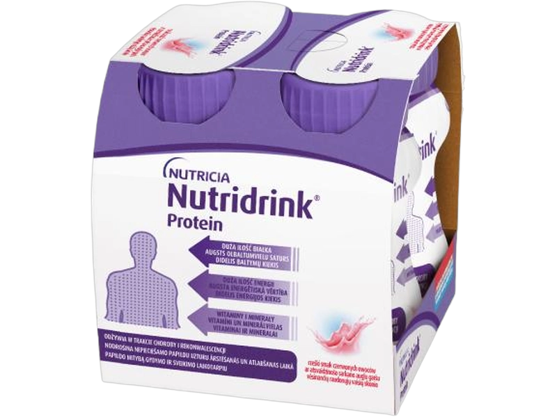 Nutridrink Protein preparat odżywczy, smak czerwonych owoców, płyn, 4 x 125 ml