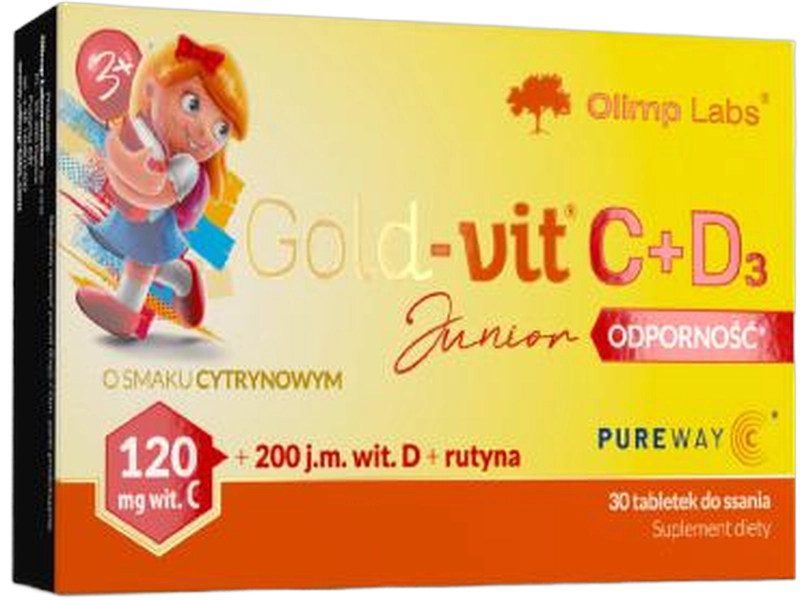 Olimp Gold-Vit C + D3 Junior odporność, tabletki do ssania, 30 tabl.