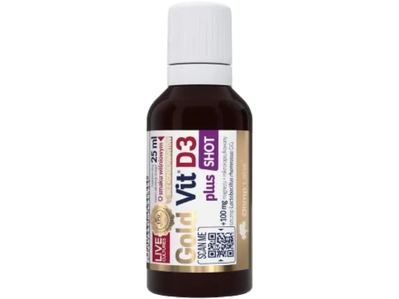 Olimp Gold Vit D3 plus Shot wiśniowy, ampułki, 25 ml