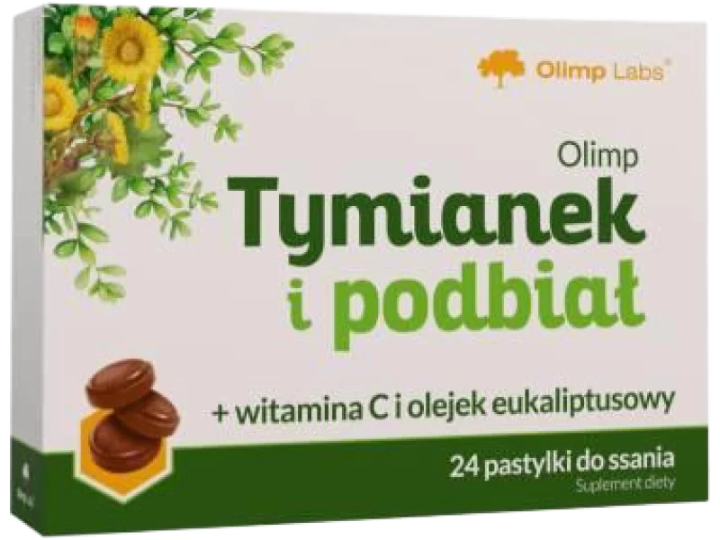 Olimp Tymianek i Podbiał, pastylki do ssania, 24 pastyl.