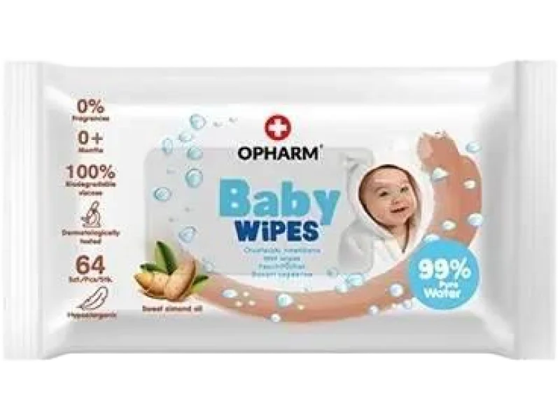 Opharm Baby Wipes sweet almond oil, chusteczki, 64 szt.